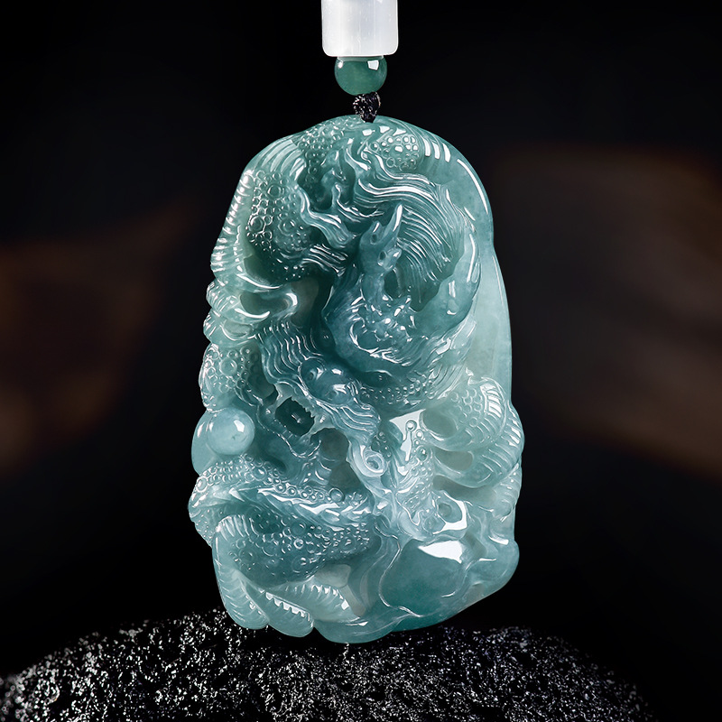 Jewelry & Watches Company - Doğal Birmanya Jadeite Ejderha Kolye Kolye