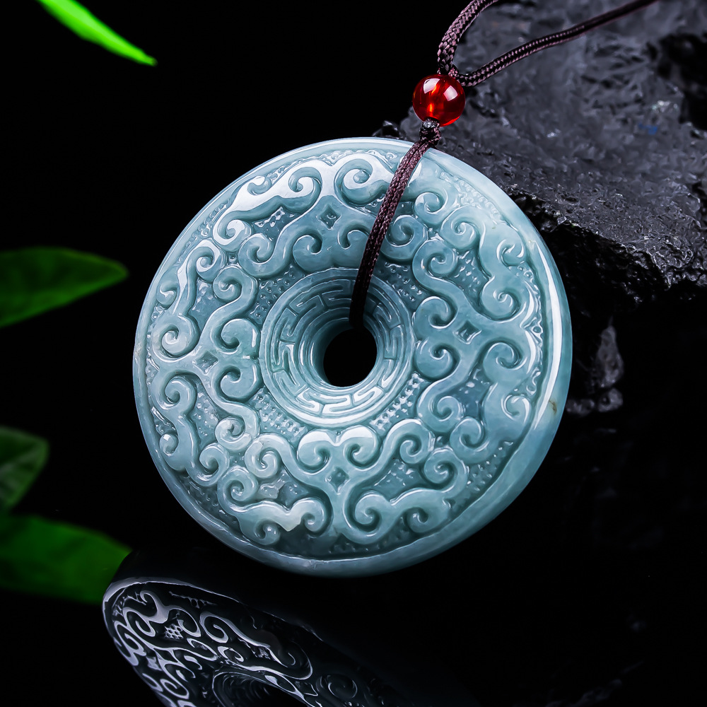 Jewelry & Watches Company - Doğal Birmanya Jadeit Çiçek Kolye Kolye