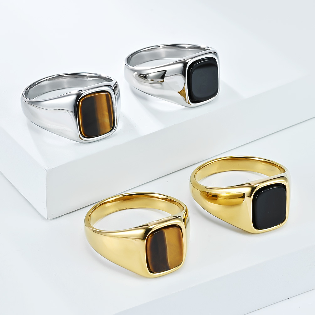 Mens Signet Ring - Yeni Moda Vintage Paslanmaz Çelik Kaplan