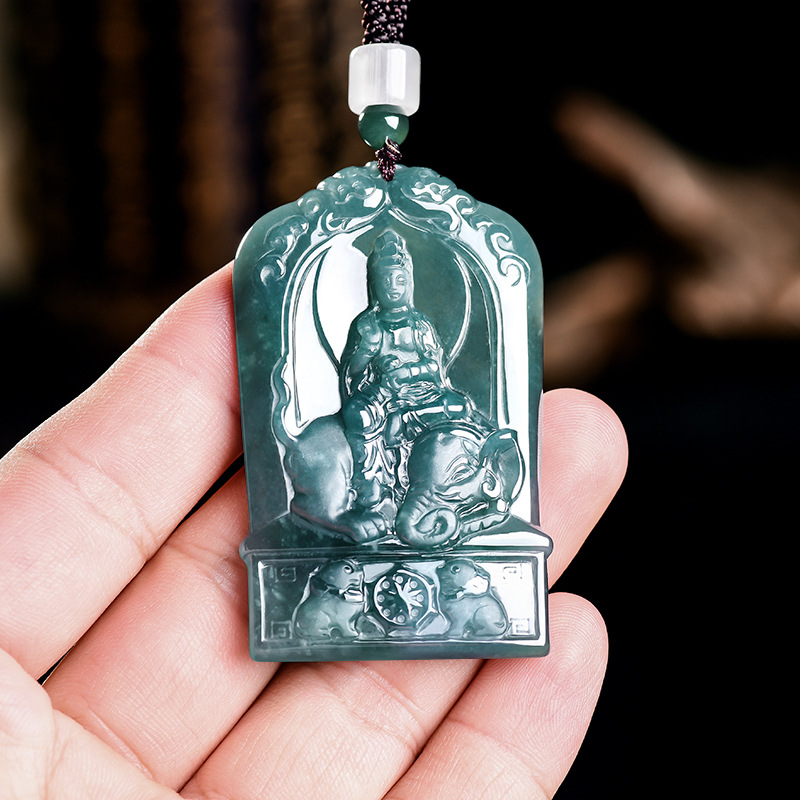 Jewelry & Watches Company - Doğal Birmanya Jadeit Guanyin Kolye Kolye