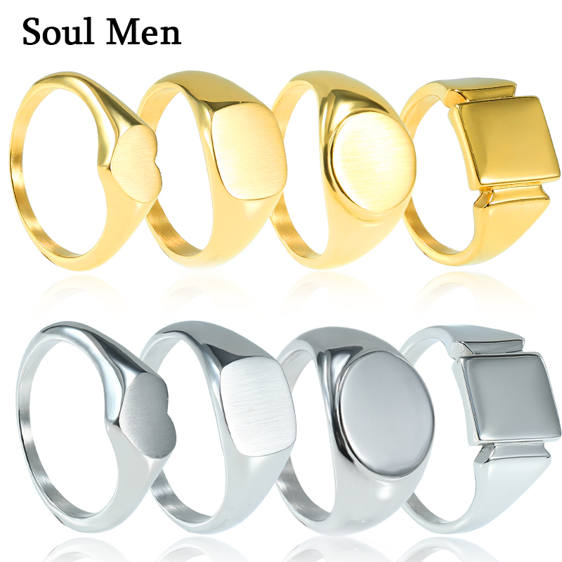Mens Signet Ring - Soul Erkekler Titanyum Çelik Yüzükler Erkekler