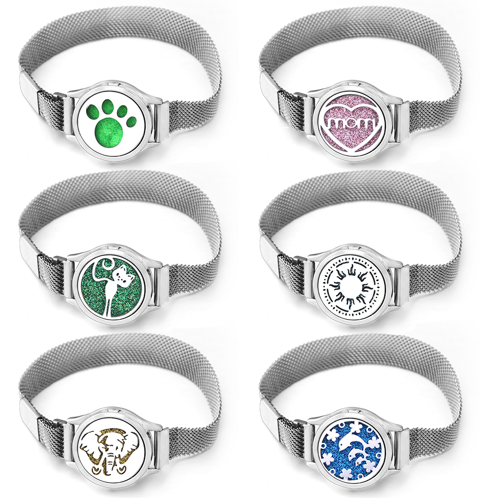 Jewelry Essentials Watches - Aromaterapi kalp şeklinde anne madalyon bilezik