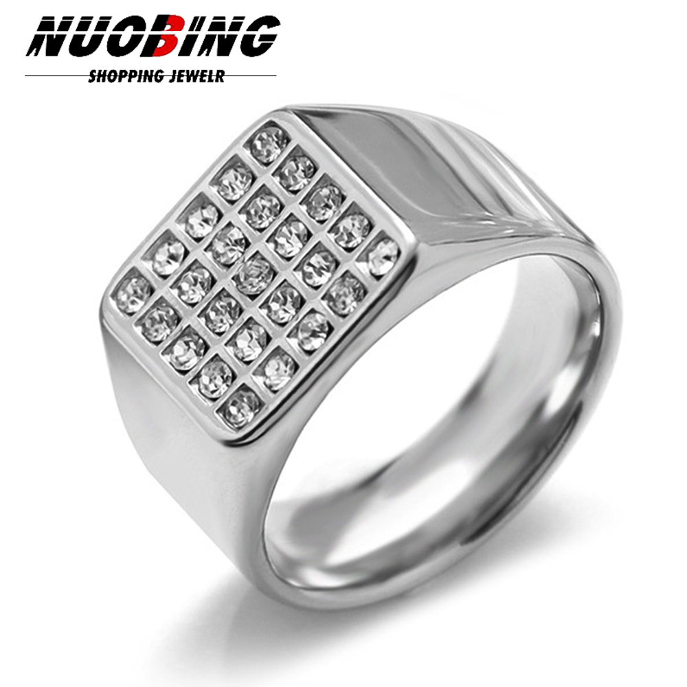 Mens Signet Ring - 14mm Narin Parlak Kübik Zirkon Erkekler