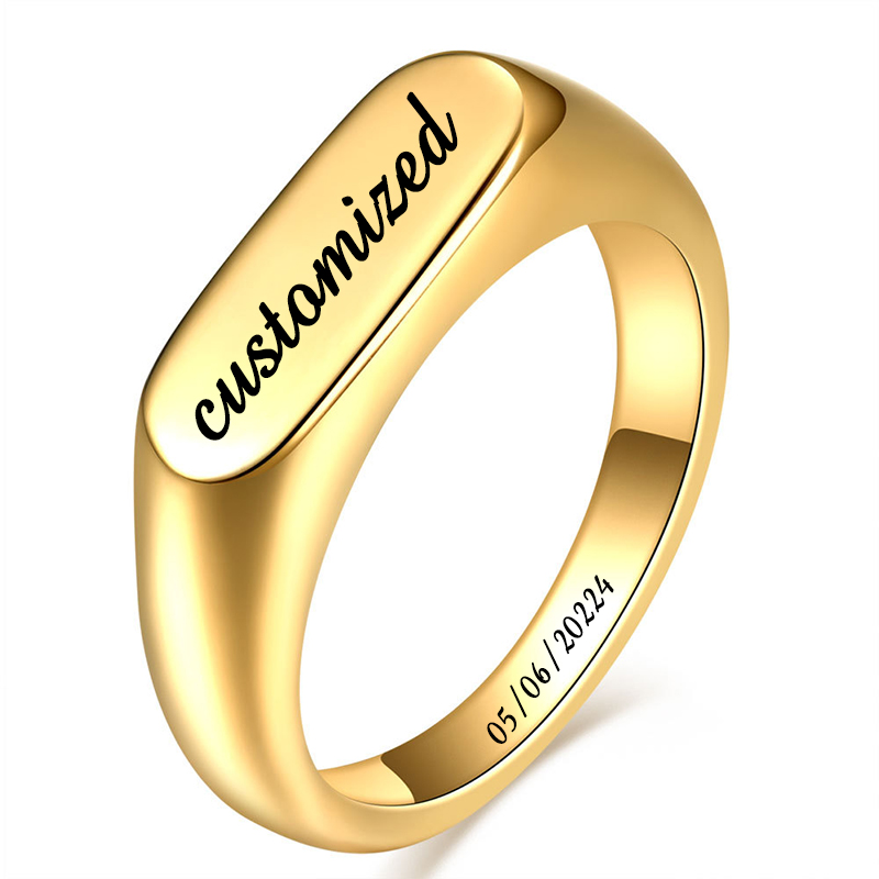 Özelleştirilebilir paslanmaz ç - Mens Signet Ring incelemesi ve fiyatı