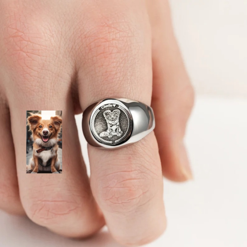 Özel Gravür Fotoğraf Signet Yü - Mens Signet Ring incelemesi ve fiyatı