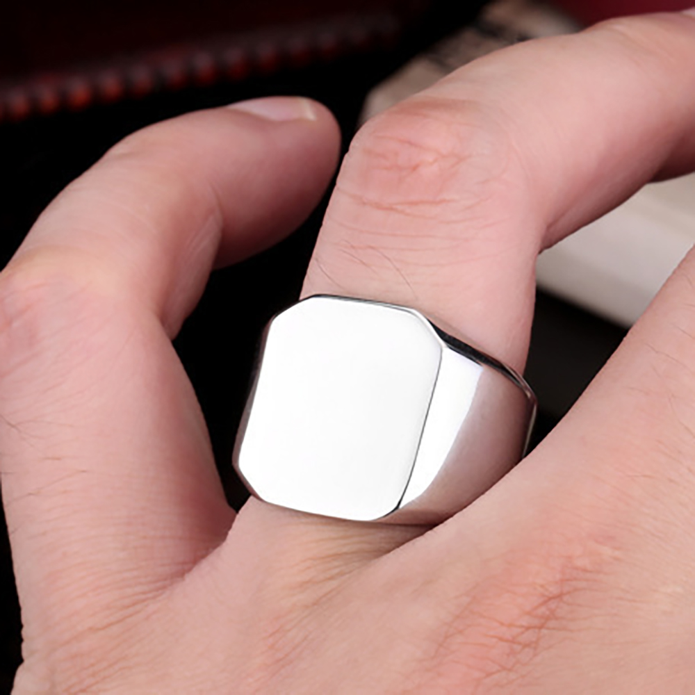 Ücretsiz kazımayı yeni gümüş/a - Mens Signet Ring incelemesi ve fiyatı