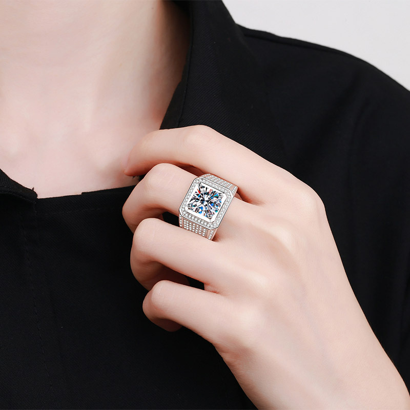 D‑Color VVS1 5CT Kare Moissani - Mens Signet Ring incelemesi ve fiyatı
