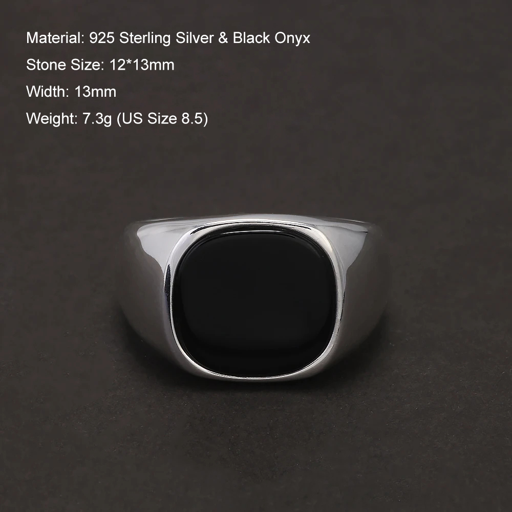 S925 Ayar Gümüş Siyah Oniks Si - Mens Signet Ring incelemesi ve fiyatı