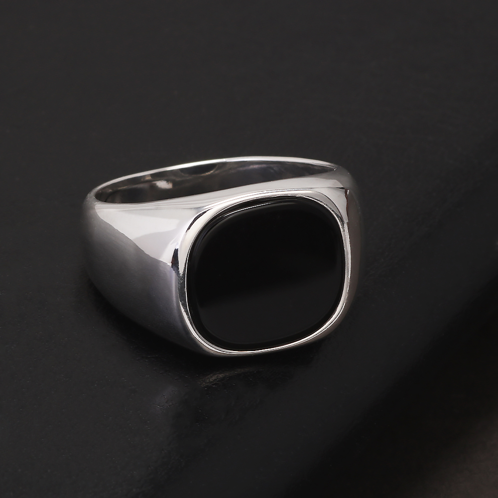 S925 Ayar Gümüş Siyah Oniks Si - Mens Signet Ring incelemesi ve fiyatı