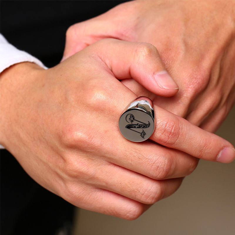 Vnox şık desen yazı ilk damga  - Mens Signet Ring incelemesi ve fiyatı
